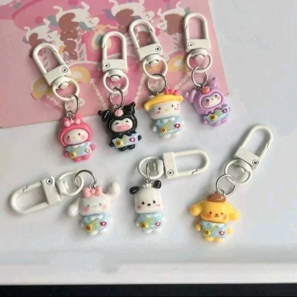 Sanrio anime cute kawaii pastel Gothic Style charms keychains girls purse clips